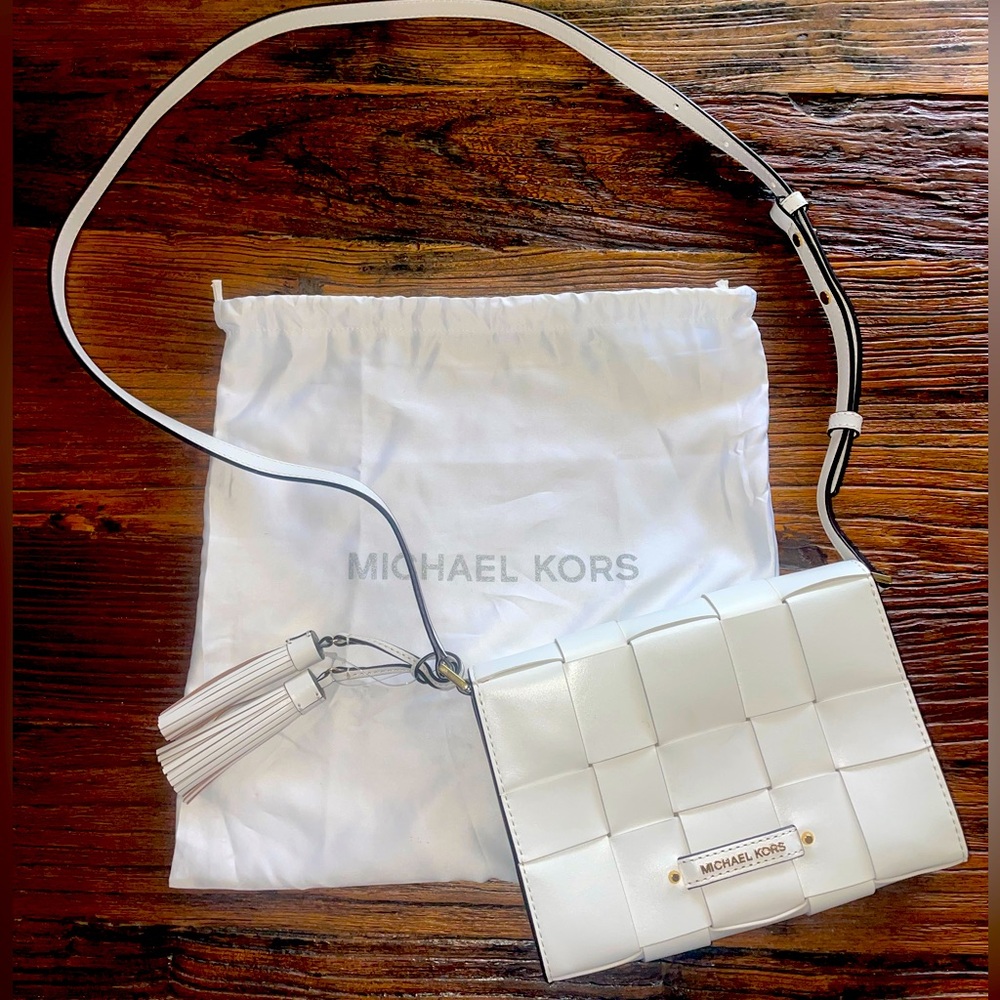 White leather woven Michael Kors purse